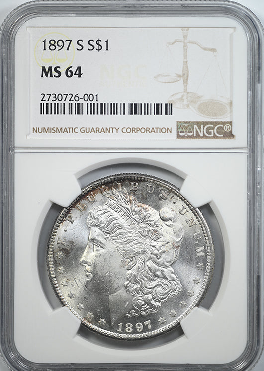 1897-S Morgan Dollar $1 NGC MS64 Obverse Slab