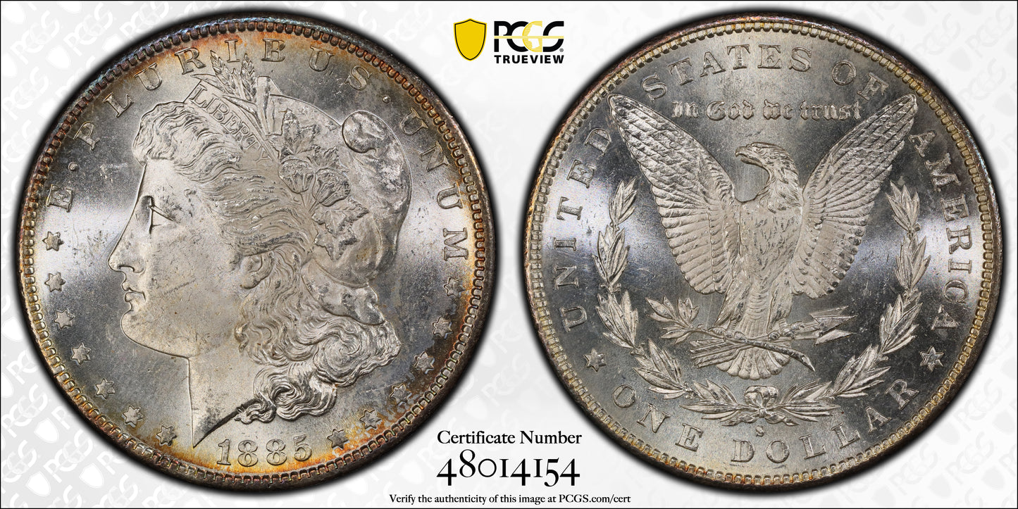 1885-S Morgan Dollar $1 PCGS MS64 Trueview