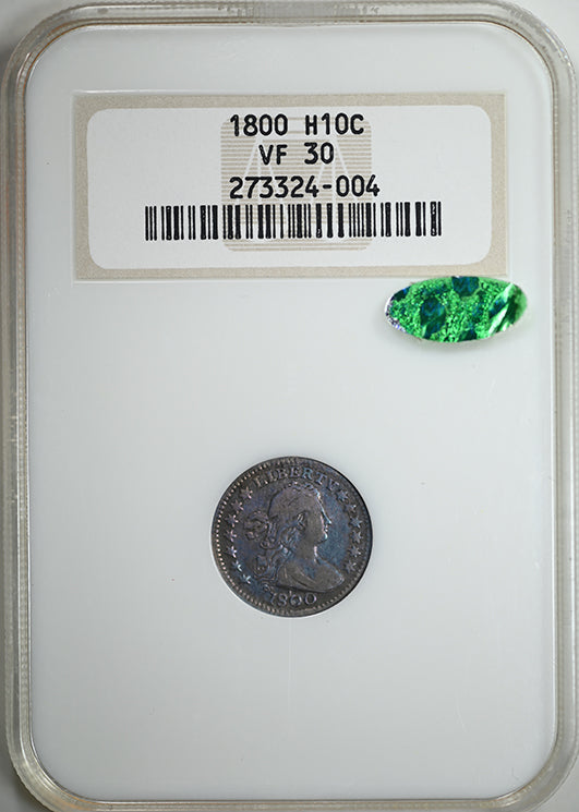 1800 Draped Bust Half Dime H10C NGC Fatty VF30 CAC - TONED!