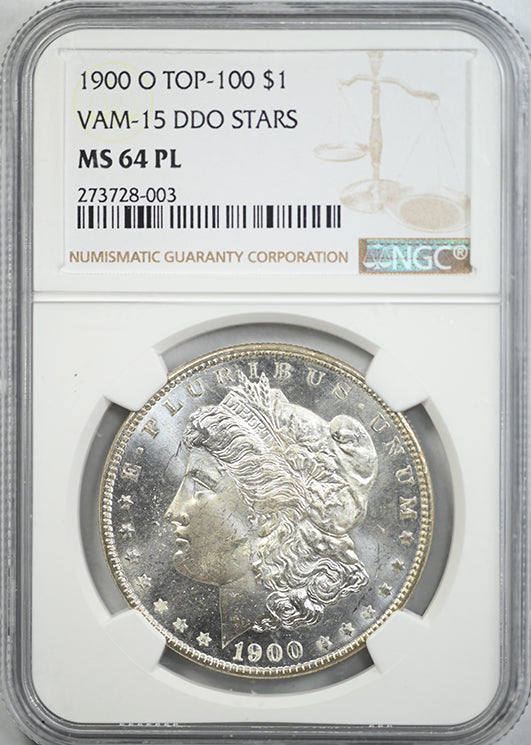 1900-O Morgan Dollar $1 NGC MS64PL Prooflike - TOP 100 VAM-15 DDO Stars