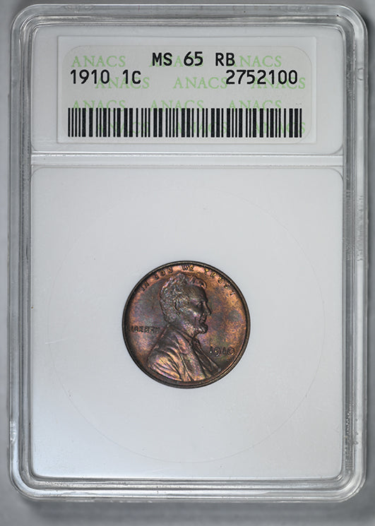 1910 Lincoln Wheat Cent 1C ANACS Soapbox MS65RB