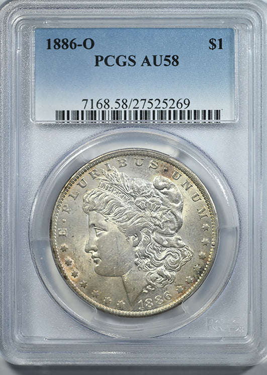 1886-O Morgan Dollar $1 PCGS AU58 Obverse Slab