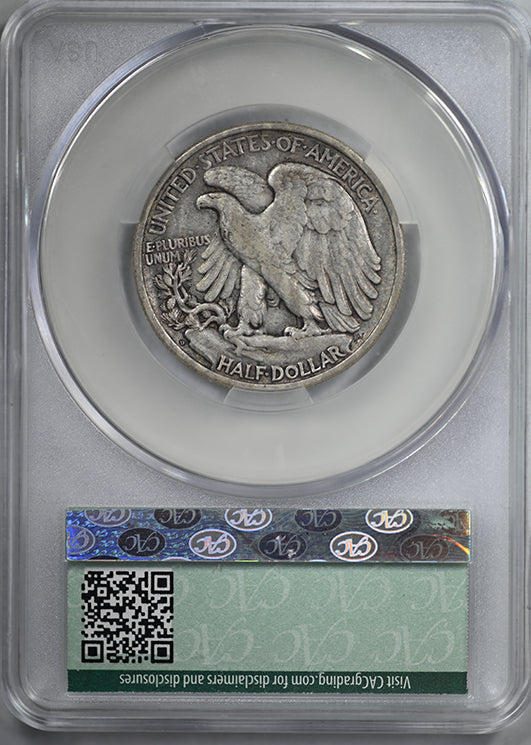 1918-D Walking Liberty Half Dollar 50C CAC VF30
