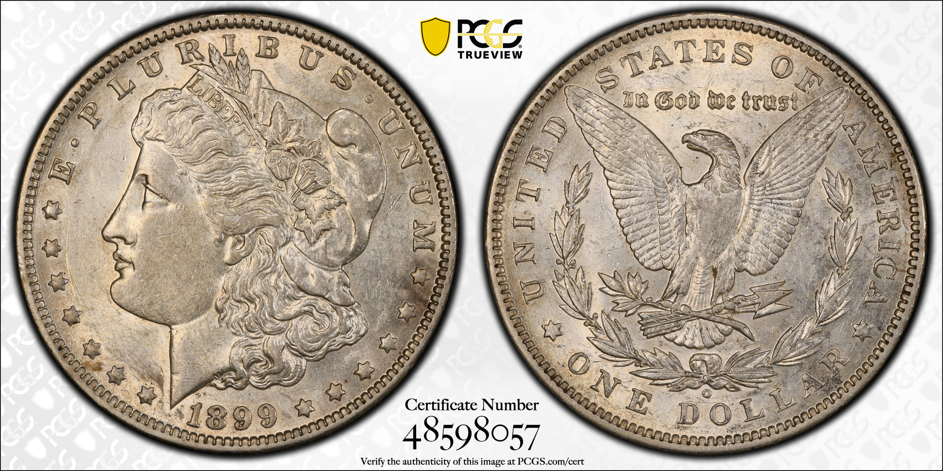 1899-O Morgan Dollar $1 PCGS AU53 - Micro O Trueview