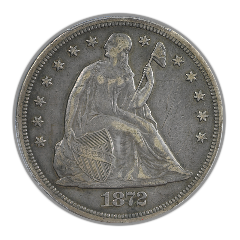 1872-CC Liberty Seated Dollar $1 PCGS Genuine XF Details