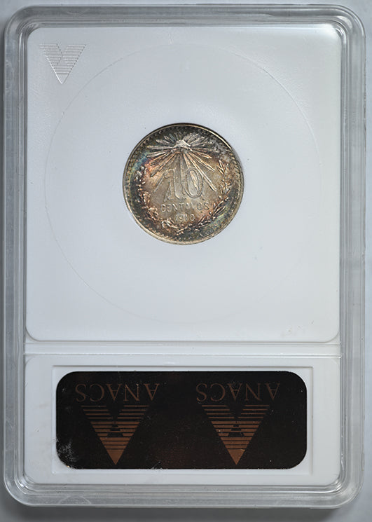 1910-M Mexico 10C Centavos ANACS Soapbox MS65 - TONED!