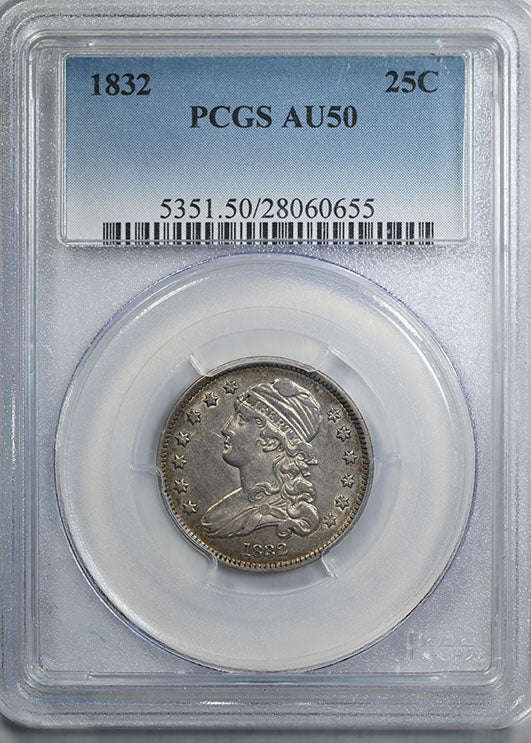 1832 Capped Bust Quarter 25C PCGS AU50 Obverse Slab