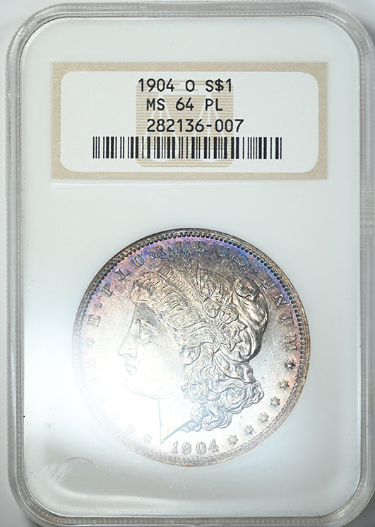 1904-O Morgan Dollar $1 NGC Fatty MS64PL - Prooflike - TONED! Obverse Slab
