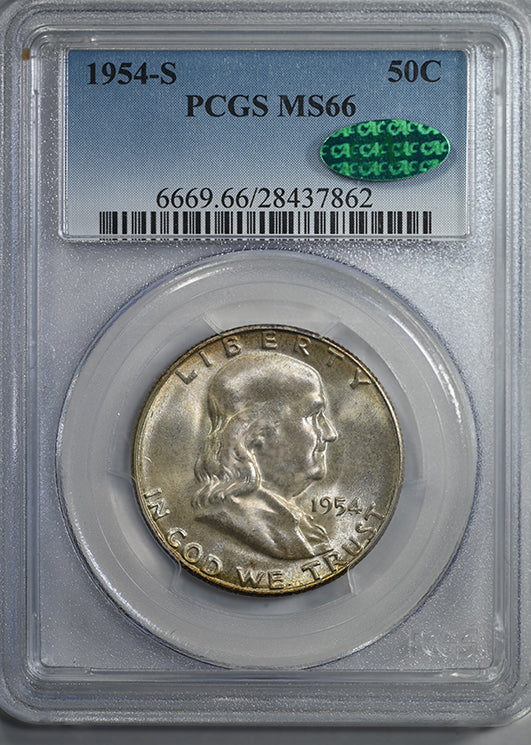 1954-S Franklin Half Dollar 50C PCGS MS66 CAC Obverse Slab