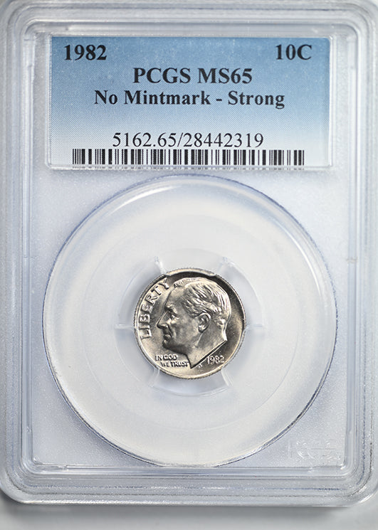 1982 Roosevelt Dime 10C PCGS MS65 No Mintmark - Strong
