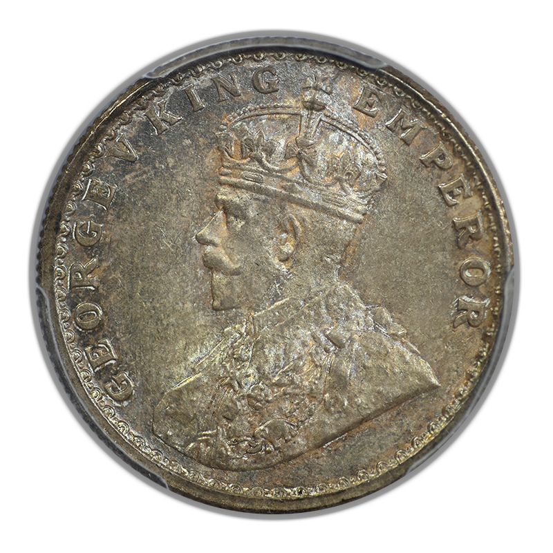 1934(c) British India 1/2R Half Rupee PCGS MS64 - REVERSE TONED!