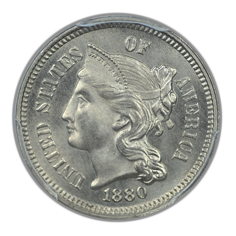 1880 Proof Three Cent Nickel Piece 3CN PCGS PR65