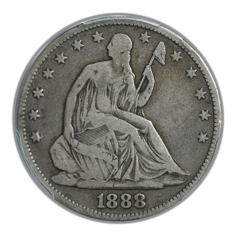 1888 Liberty Seated Half Dollar 50C PCGS F12 Obverse