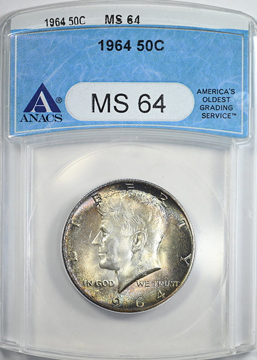 1964 Kennedy Half Dollar 50C ANACS MS64 - TONED!