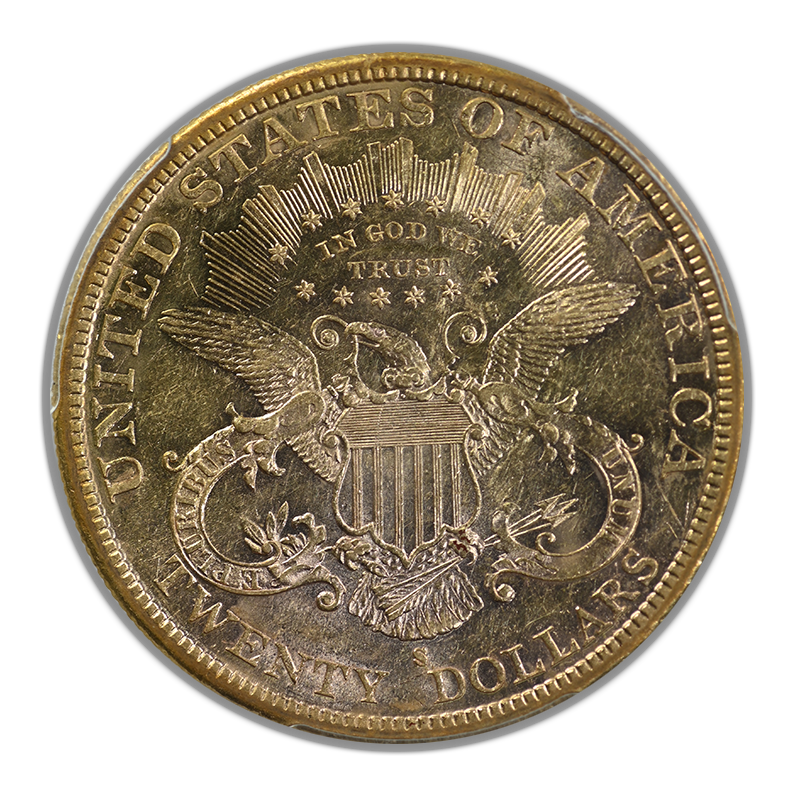 1881-S Liberty Head Gold Double Eagle $20 PCGS AU55 - Saddle Ridge Hoard Reverse