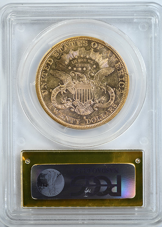 1881-S Liberty Head Gold Double Eagle $20 PCGS AU55 - Saddle Ridge Hoard Reverse Slab