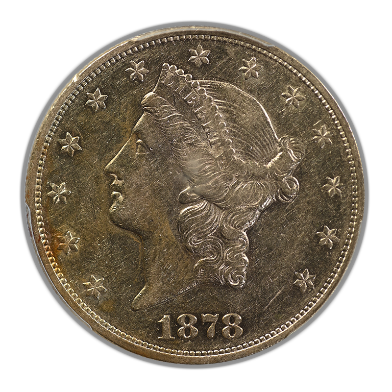 1878-S Liberty Head Gold Double Eagle $20 PCGS AU50 - Saddle Ridge Hoard Obverse