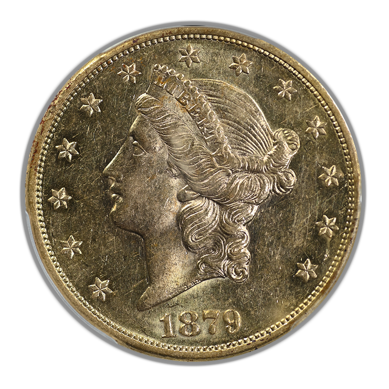 1879-S Liberty Head Gold Double Eagle $20 PCGS AU58 - Saddle Ridge Hoard Obverse