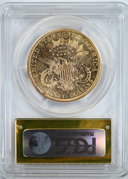 1879-S Liberty Head Gold Double Eagle $20 PCGS AU58 - Saddle Ridge Hoard Reverse Slab