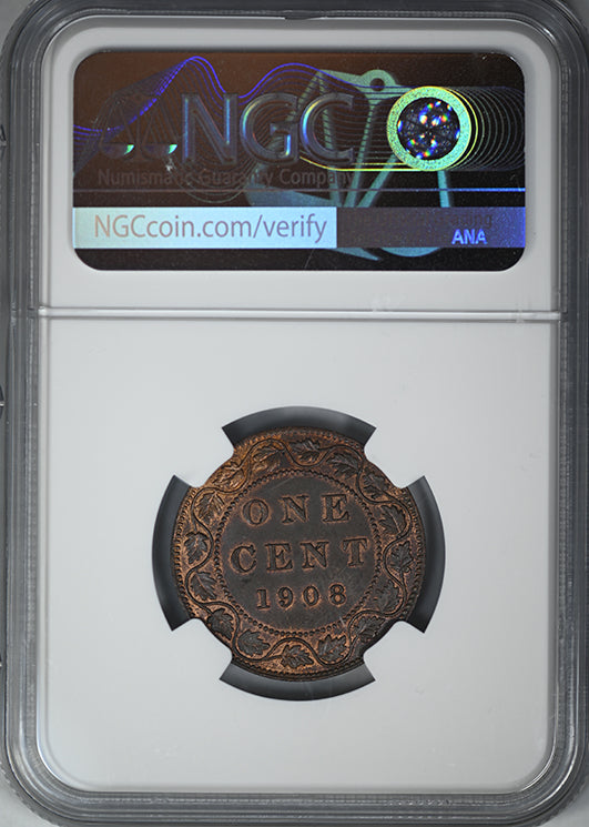 1908 Canada 1C Cent NGC MS63BN