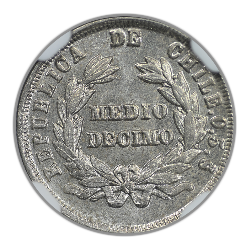 1892/82 SO Chile 1/2D Decimo NGC MS65