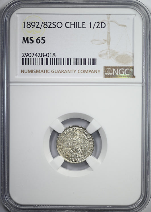 1892/82 SO Chile 1/2D Decimo NGC MS65