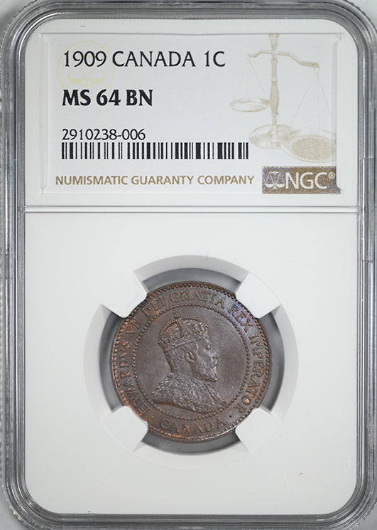 1909 Canada 1C Cent NGC MS64BN