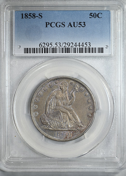 1858-S Liberty Seated Half Dollar 50C PCGS AU53