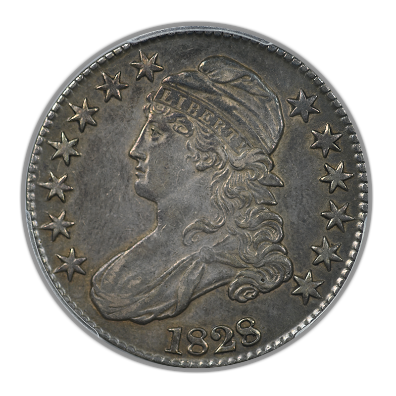 1828 Capped Bust Half Dollar 50C PCGS XF45 - Square Base, Small 8, Large Letters