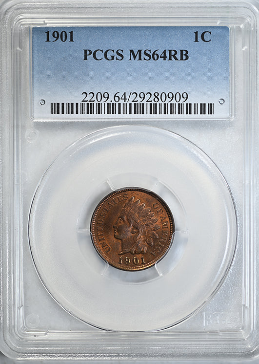 1901 Indian Head Cent 1C PCGS MS64RB Obverse Slab