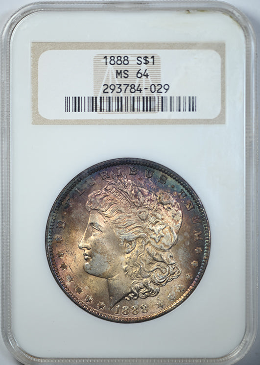 1888 Morgan Dollar $1 NGC Fatty MS64 - TONED! Obverse Slab