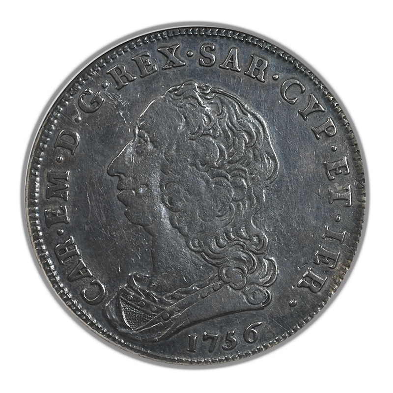 1756 Italy Scudo Sardinia DAV-1494 Mainland Coinage NGC XF Details