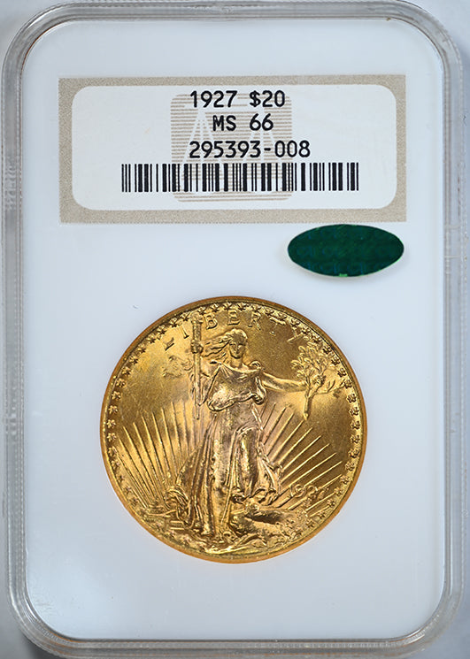 1927 Saint Gaudens Gold Double Eagle $20 NGC Fatty MS66 CAC