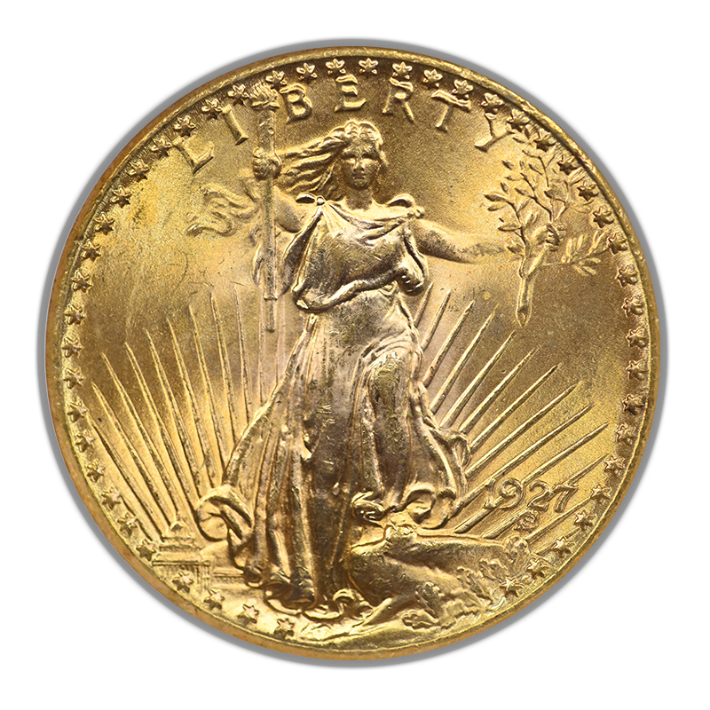 1927 Saint Gaudens Gold Double Eagle $20 NGC Fatty MS66 CAC