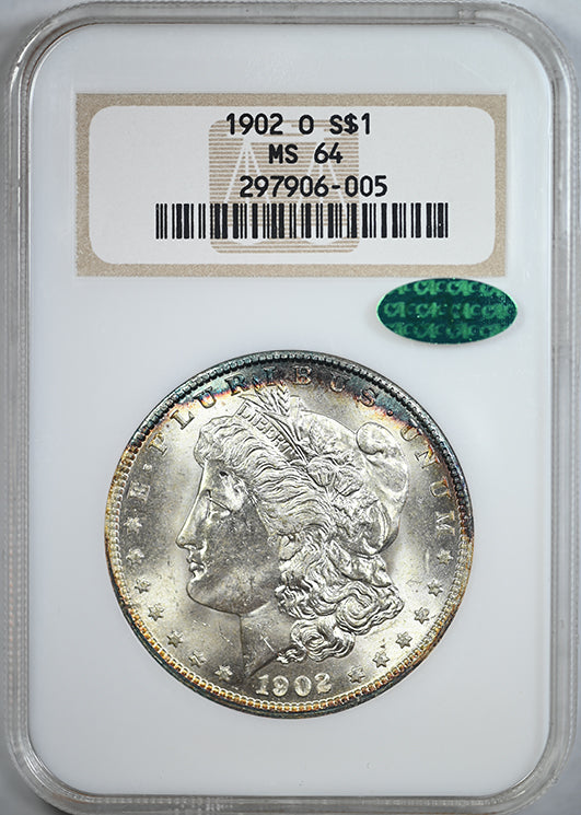 1902-O Morgan Dollar $1 NGC Fatty MS64 CAC - TONED!