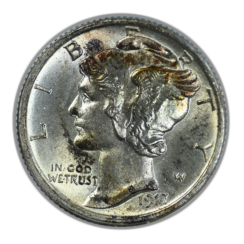 1917-S Mercury Dime 10C ANACS MS63FB - Full Bands