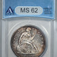 1860-O Liberty Seated Dollar $1 ANACS MS62