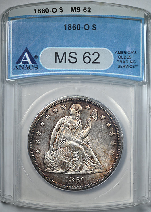 1860-O Liberty Seated Dollar $1 ANACS MS62