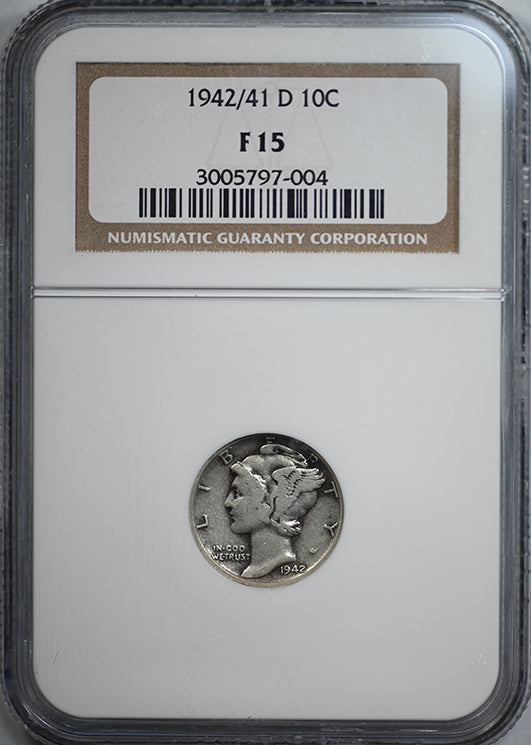 1942/1-D Mercury Dime 10C NGC F15