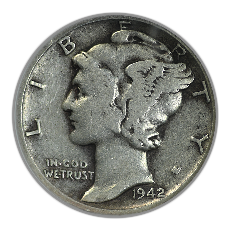 1942/1-D Mercury Dime 10C NGC F15