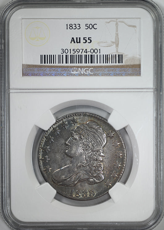 1833 Capped Bust Half Dollar 50C NGC AU55