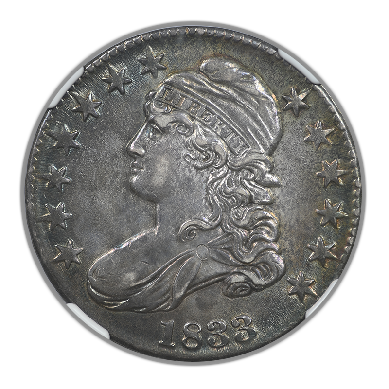 1833 Capped Bust Half Dollar 50C NGC AU55 - TONED!