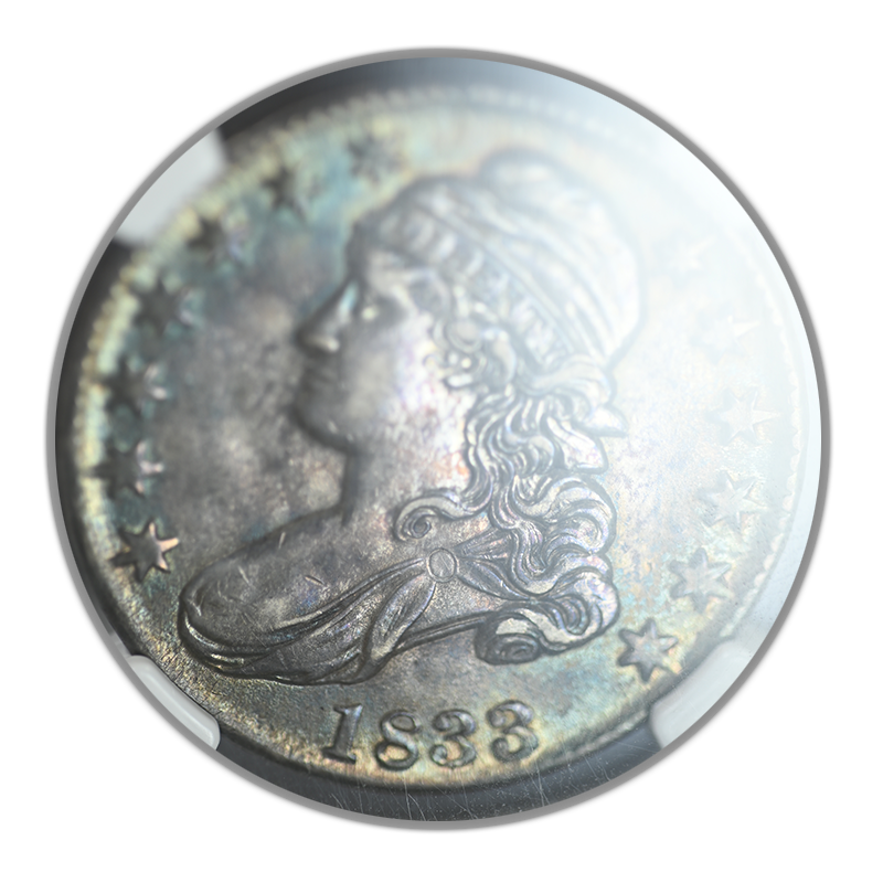 1833 Capped Bust Half Dollar 50C NGC AU55 - TONED!