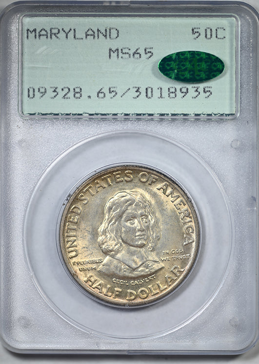 1934 Maryland Classic Commemorative Half Dollar 50C PCGS Rattler MS65 CAC