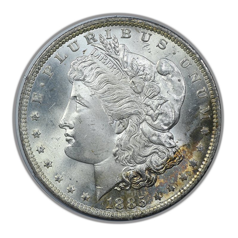 1885-O Morgan Dollar $1 PCGS Rattler MS64 CAC Obverse