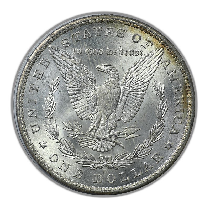 1885-O Morgan Dollar $1 PCGS Rattler MS64 CAC Reverse