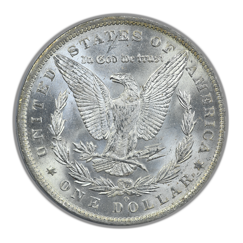 1885-O Morgan Dollar $1 PCGS Rattler MS65 Reverse