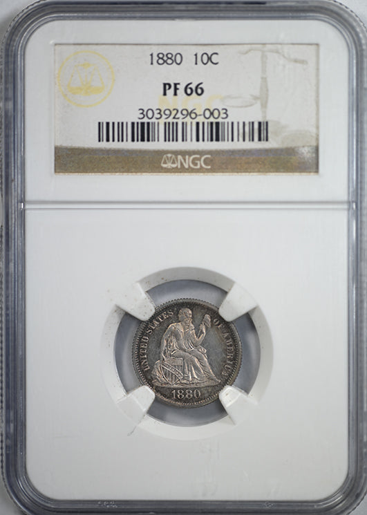 1880 Proof Liberty Seated Dime 10C NGC PF66 - TONED!