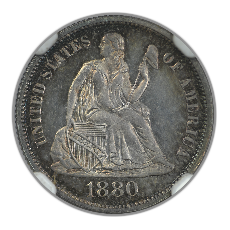 1880 Proof Liberty Seated Dime 10C NGC PF66 - TONED!