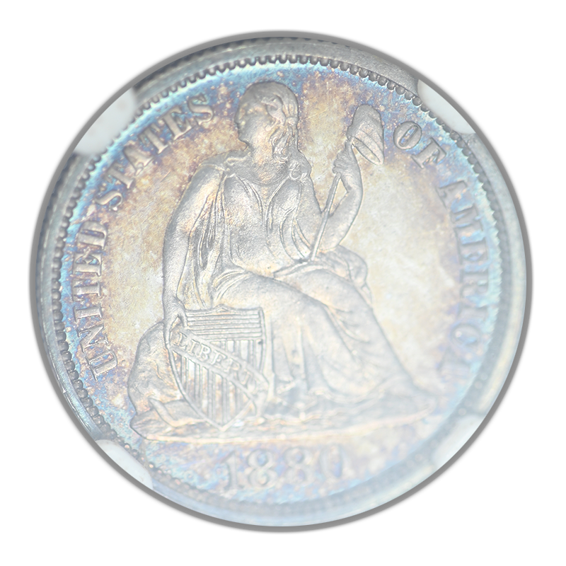 1880 Proof Liberty Seated Dime 10C NGC PF66 - TONED!
